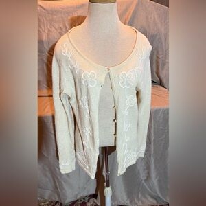 Elegant Cream Embroidered Women's Sweater